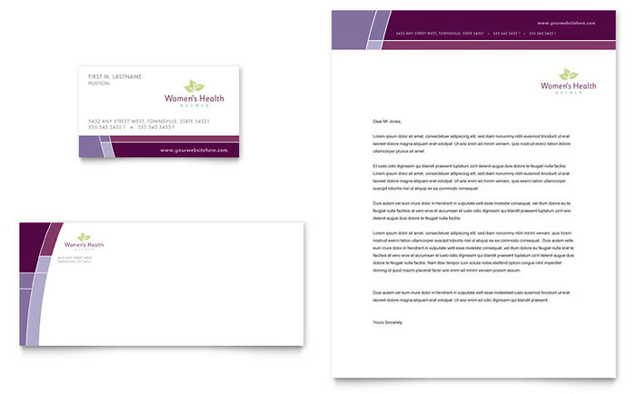 Women's Health Clinic Business Card & Letterhead Template Design