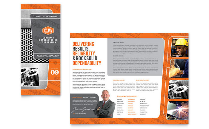 Manufacturing Engineering Tri Fold Brochure Template Design