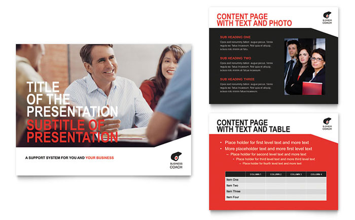 Business Executive Coach - PowerPoint Presentation Template Design