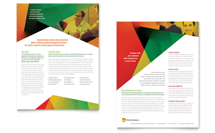 Public Relations Company Datasheet Template Design