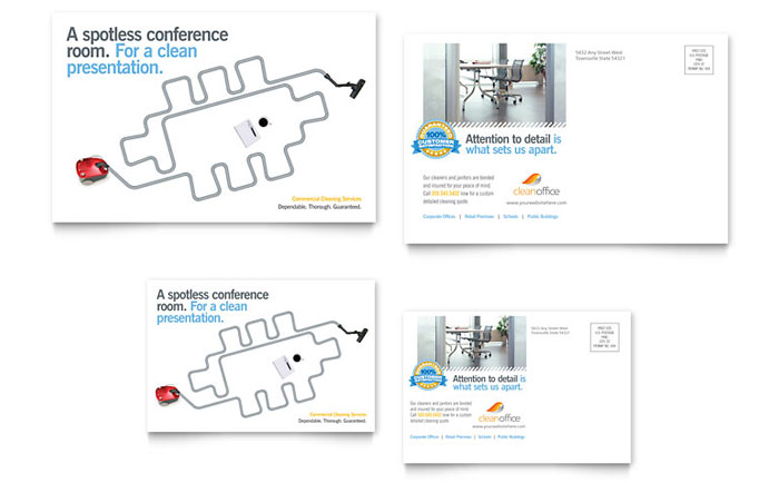 Janitorial & Office Cleaning Postcard Template Design