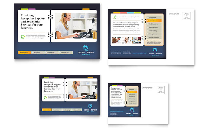 Secretarial Services - Postcard Template Design