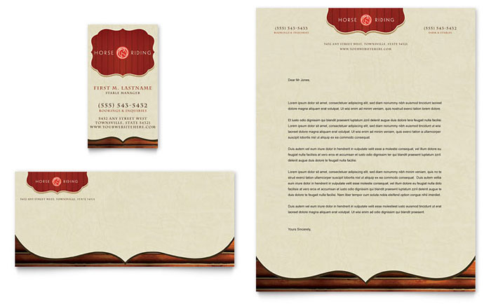 Horse Riding Stables & Camp - Business Card & Letterhead Template Design