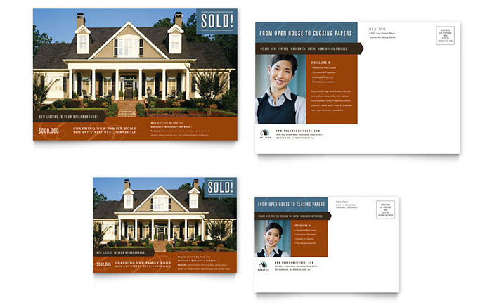Real Estate Agent & Realtor Postcard Template Design