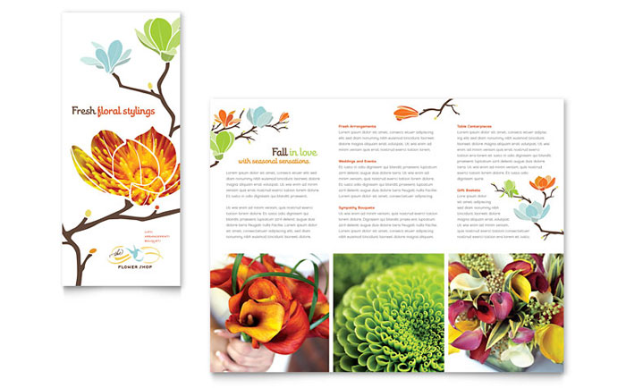 Flower Shop - Tri Fold Brochure Template Design