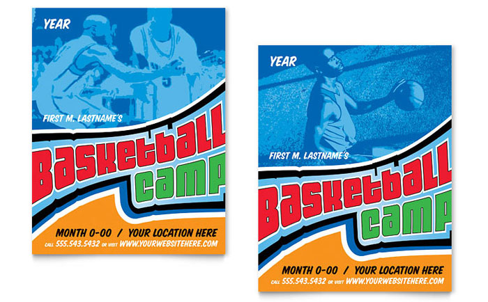 Basketball Sports Camp Poster Template Design