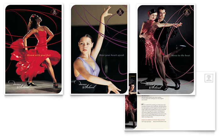 Dance School Postcard Template Design
