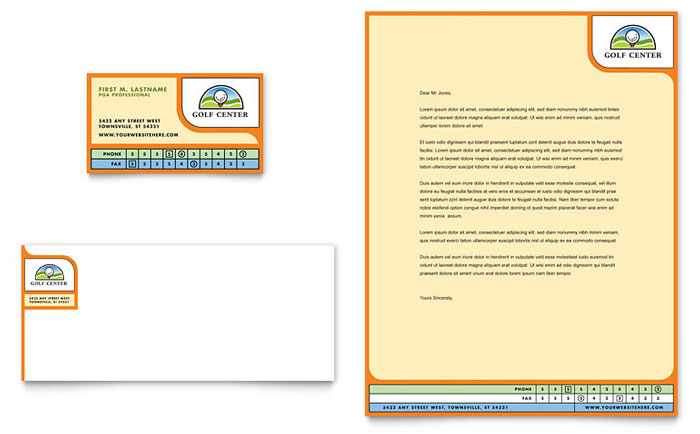 Golf Instructor & Course - Business Card & Letterhead Template Design