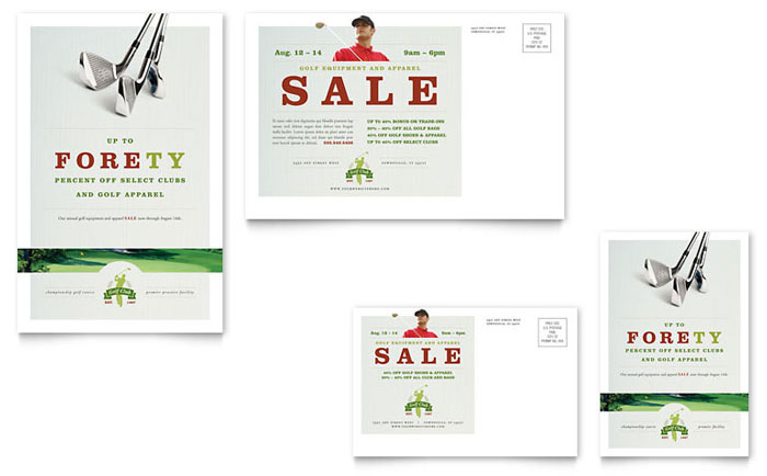 Golf Course & Instruction - Postcard Template Design