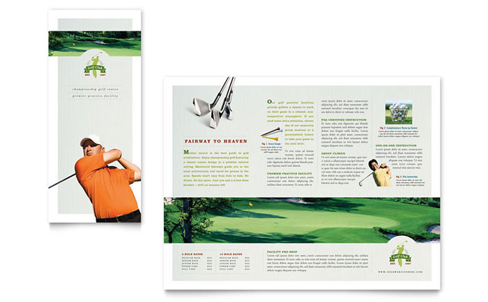 Golf Course & Instruction - Tri Fold Brochure Template Design