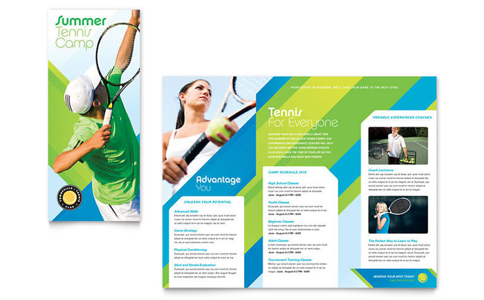 Tennis Club & Camp - Tri Fold Brochure Template Design