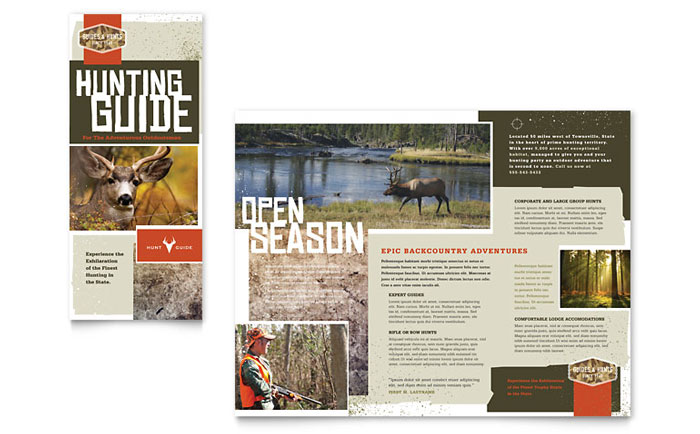 Hunting Guide Tri Fold Brochure Template Design