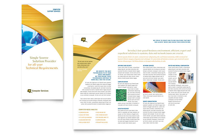 Computer Services & Consulting Tri Fold Brochure Template Design