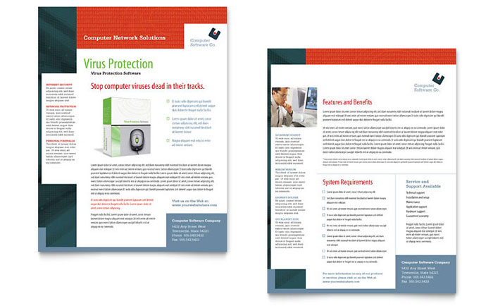 Computer Software Company Datasheet Template Design
