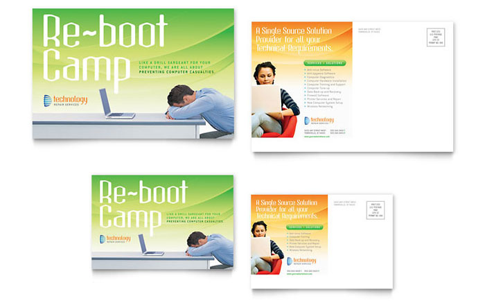Computer & IT Services Postcard Template Design