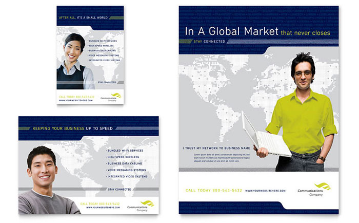 Global Communications Company Flyer & Ad Template Design