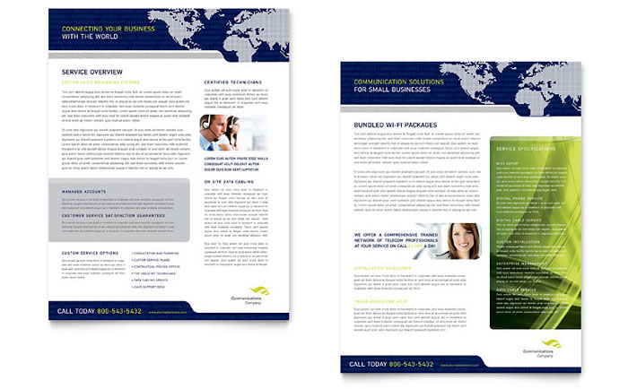 Global Communications Company Datasheet Template Design
