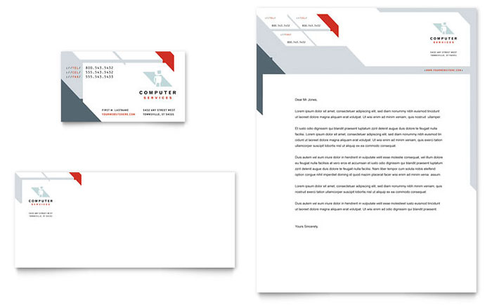 Computer Solutions Business Card & Letterhead Template Design
