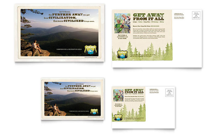 Campgrounds, Parks & Recreation Postcard Template Design