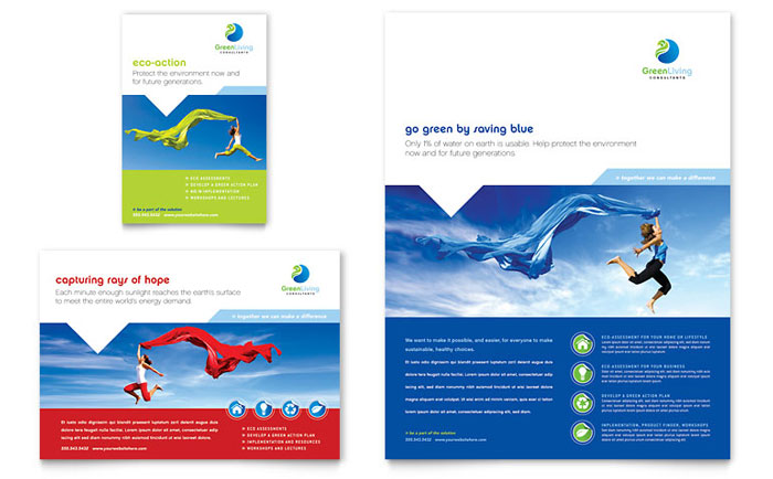 Green Living & Recycling Flyer & Ad Template Design