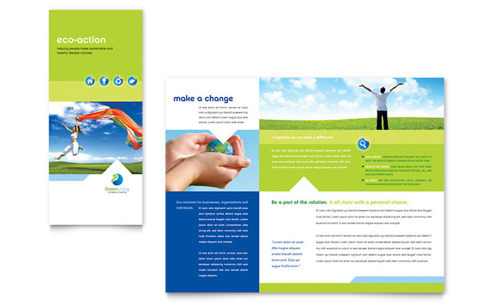 Green Living & Recycling - Tri Fold Brochure Template Design