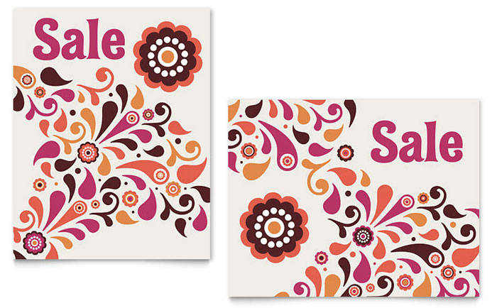 Fall Color Floral Sale Poster Template Design