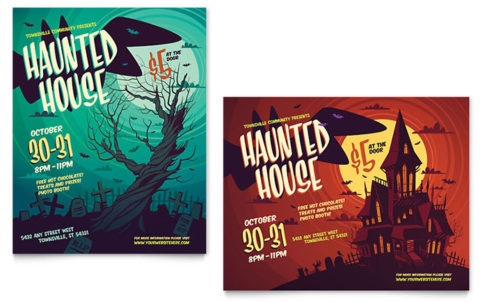 haunted house flyer template design make a brochure online for free and print free
