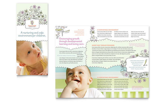 Baby & Child Day Care Tri Fold Brochure Template Design