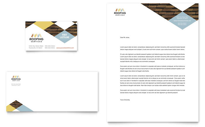 Business Card & Letterhead Template Design - Roofing Contractor