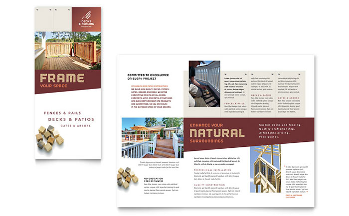 Decks & Fencing - Brochure Template Design Sample