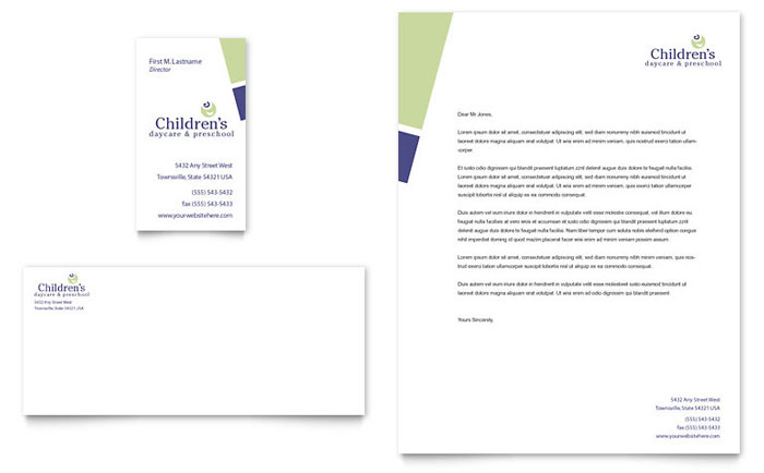 Child Care & Preschool - Business Card & Letterhead Template Design