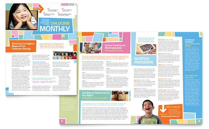 Preschool Kids & Day Care Newsletter Design Template