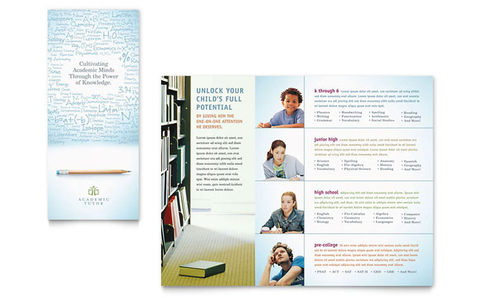 Tri Fold Brochure Template Design - Academic Tutor & School