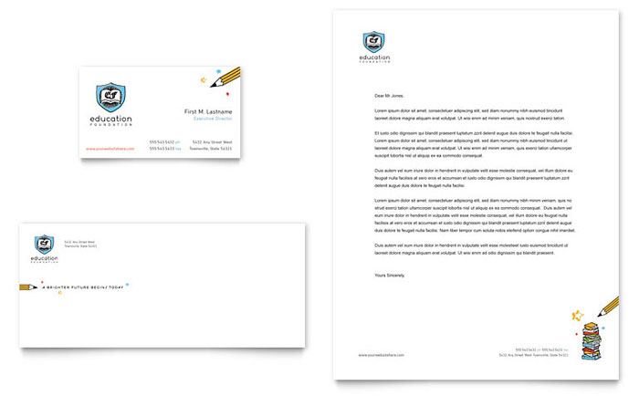 Business Card & Letterhead Template Design - Education Foundation