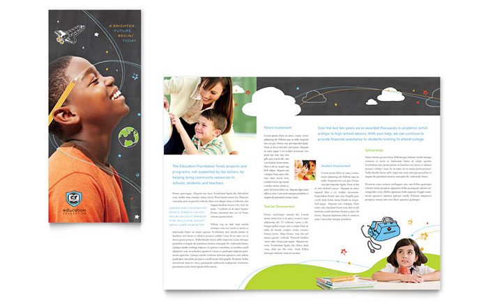 Tri Fold Brochure Template Design - Education Foundation