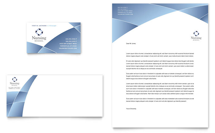 Nursing School Hospital - Business Card & Letterhead Template Design