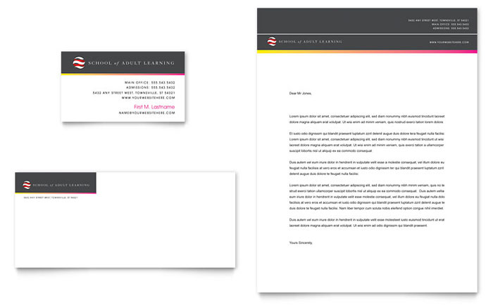 Adult Education Business Card & Letterhead Template Design