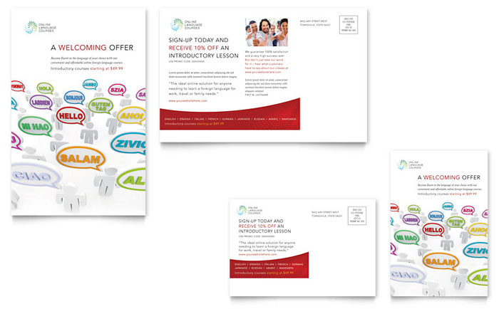 Language Learning - Postcard Template Design