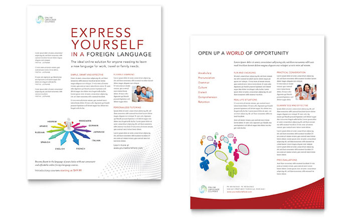 Language Learning - Datasheet Template Design