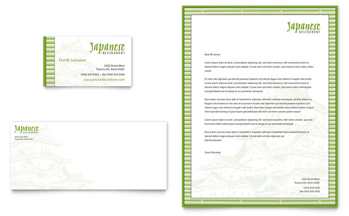 Business Card & Letterhead Template Design - Japanese Restaurant