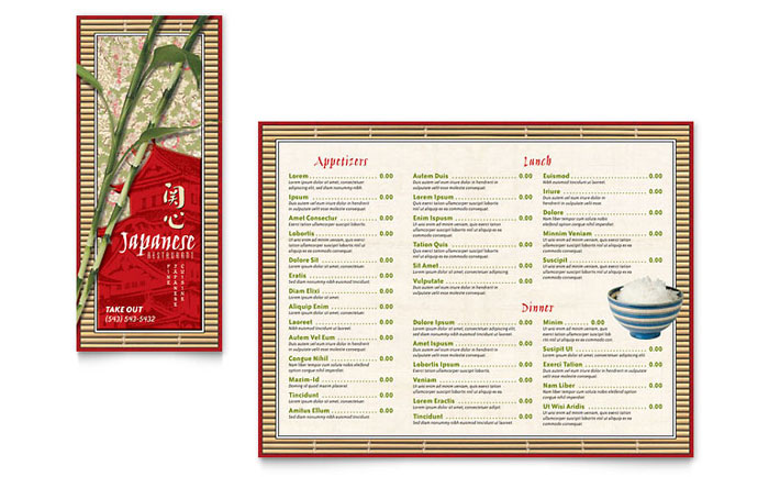 Take-out Brochure Template Design - Japanese Restaurant
