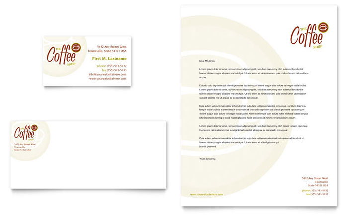 Business Card & Letterhead Template Design - Coffee Shop
