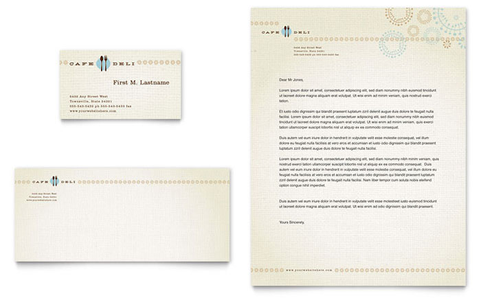 Business Card & Letterhead Template Design - Cafe Deli Restaurant