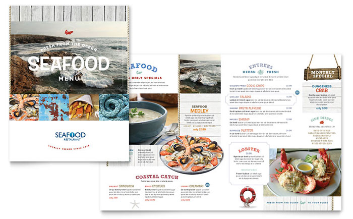 Seafood Restaurant - Menu Template Design Sample