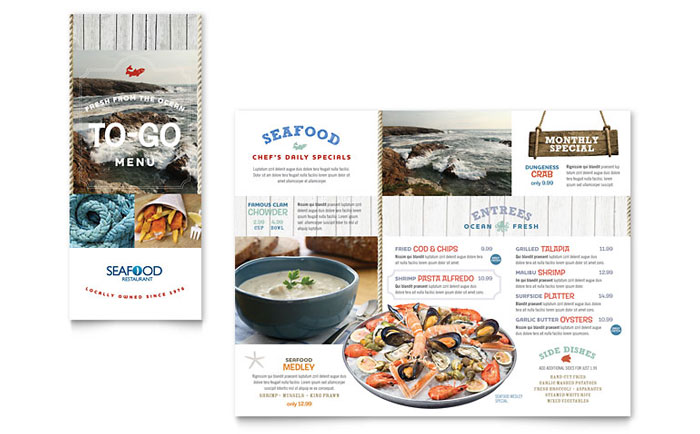 Seafood Restaurant - Take-out Brochure Template Design
