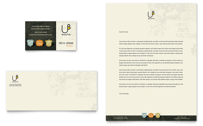 Brewery & Brew Pub - Business Card & Letterhead Template Design