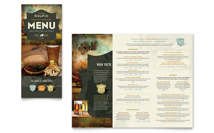 Brewery & Brew Pub - Take-out Brochure Template Design