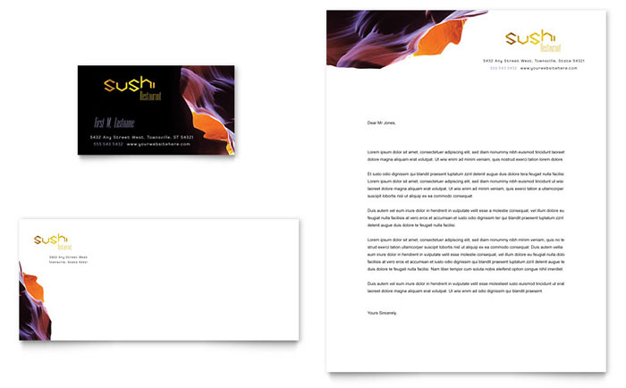 Sushi Restaurant - Business Card & Letterhead Template Design