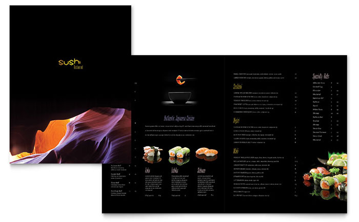 Sushi Restaurant - Menu Template Design Sample