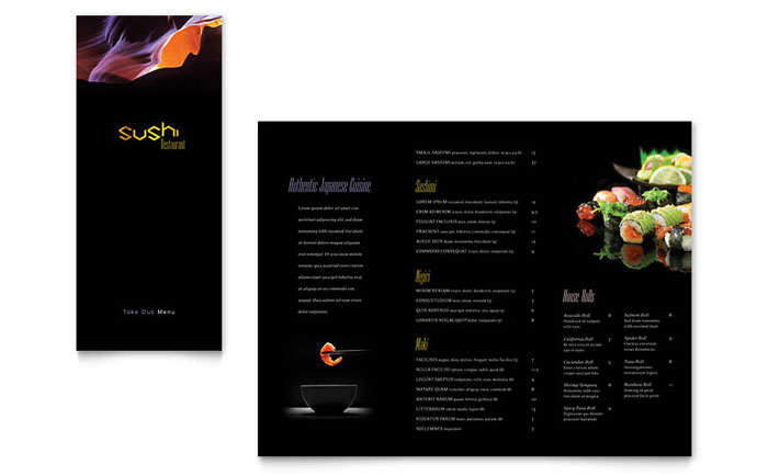 Sushi Restaurant - Take-out Brochure Template Design